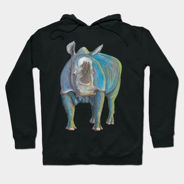 Crash of Rhinos Big Blue Puff Hoodie by AJ Leibengeist